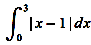 インテグラル0から3の絶対値のx-1の計算